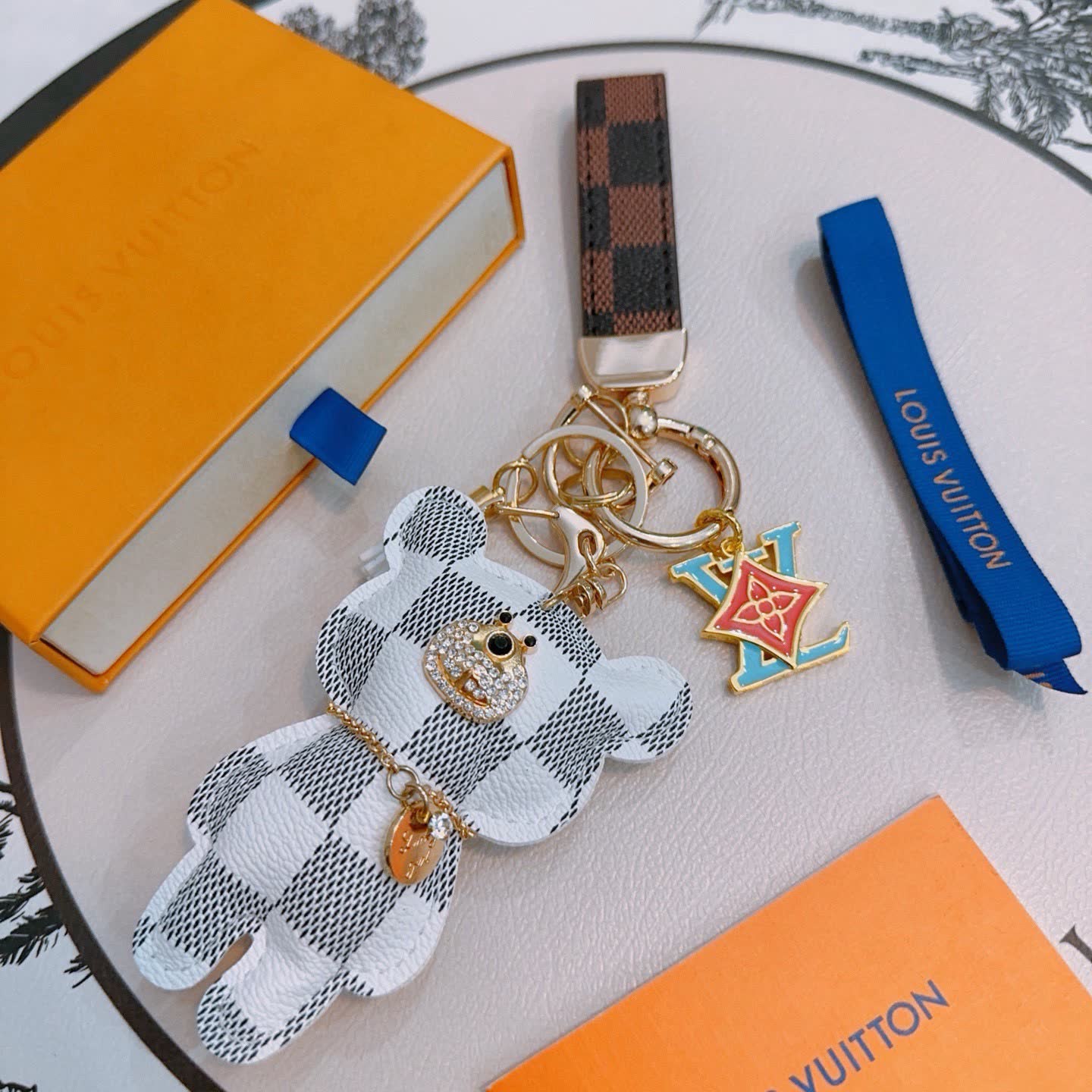Louis Vuitton Keychain with Bear Charm Louis Vuitton Keychain with Bear Charm